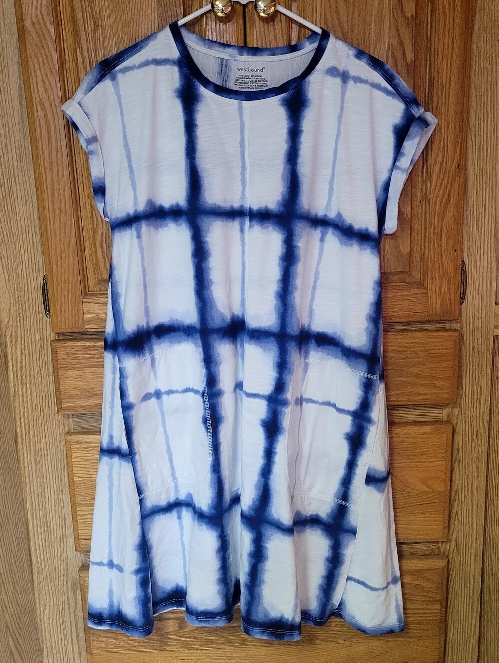 Westbound Shibori Tie-Dye T-shirt Dress With Pockets, Size L